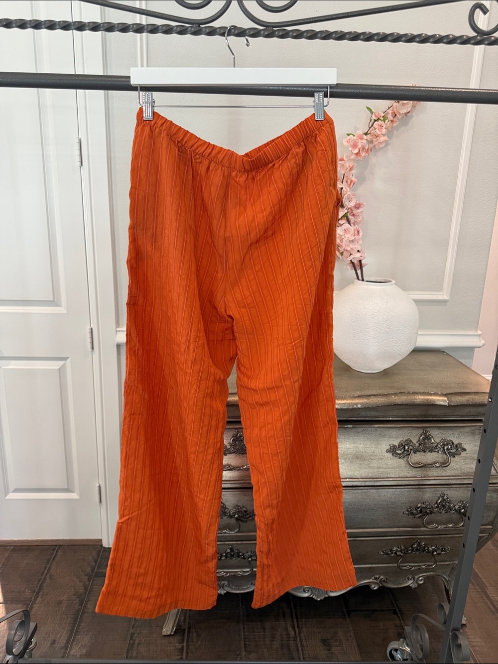 NWT ZARA PRANGE PANTS SIZE LARGE Lightweight Wide-Leg Pants - Picture 11 of 13